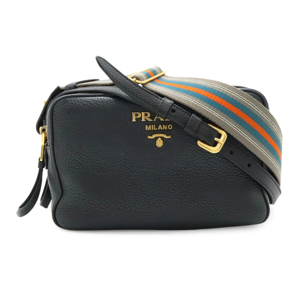 Prada Crossbody Bag Striped Leather NERO Black